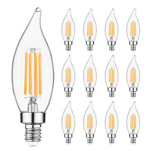 12 Pack Sigalux E12 Candelabra Bulb Dimmable LED 60 watt Equivalent, 2700K Warm